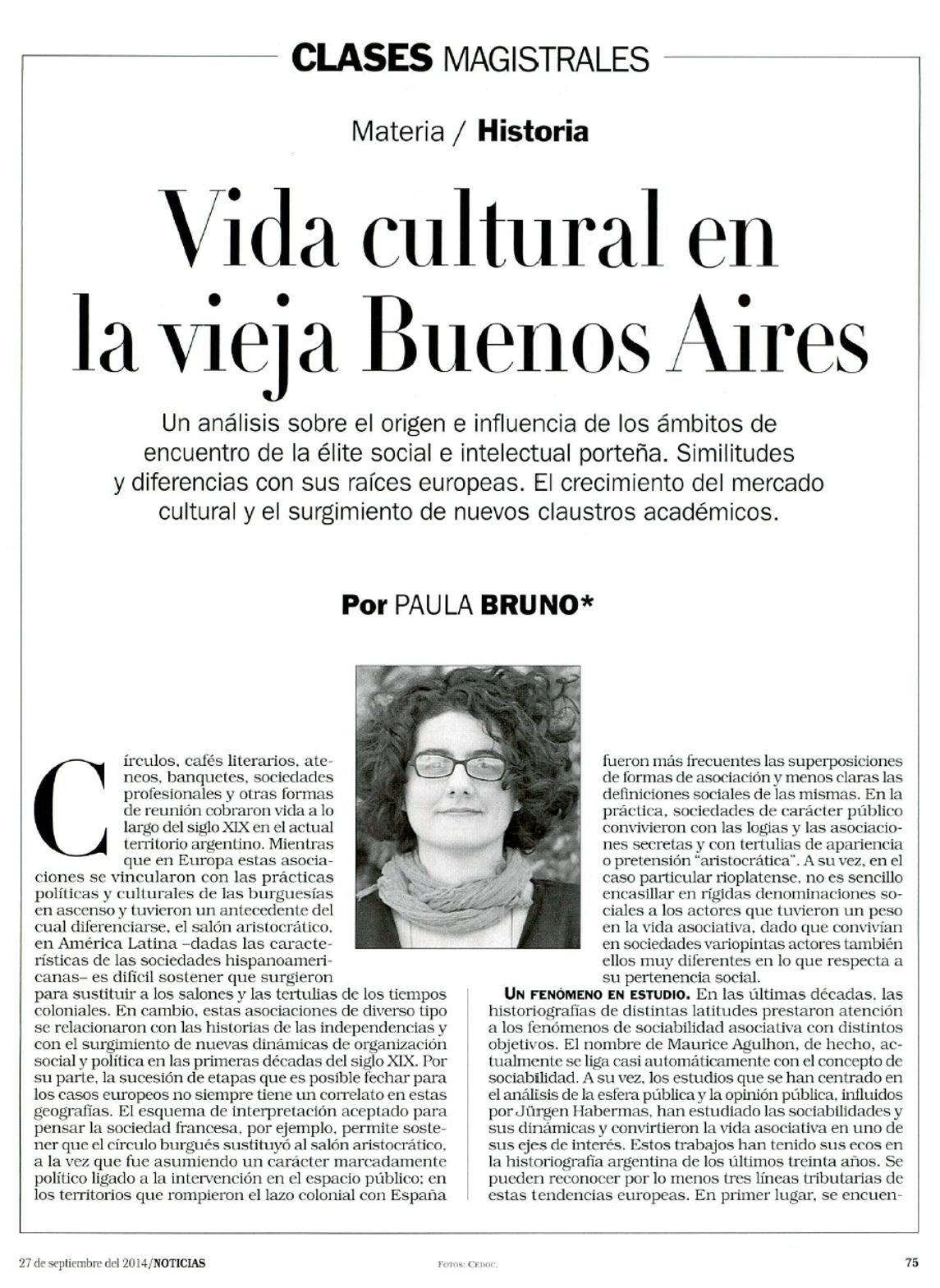 Paula Bruno en Revista Noticias
