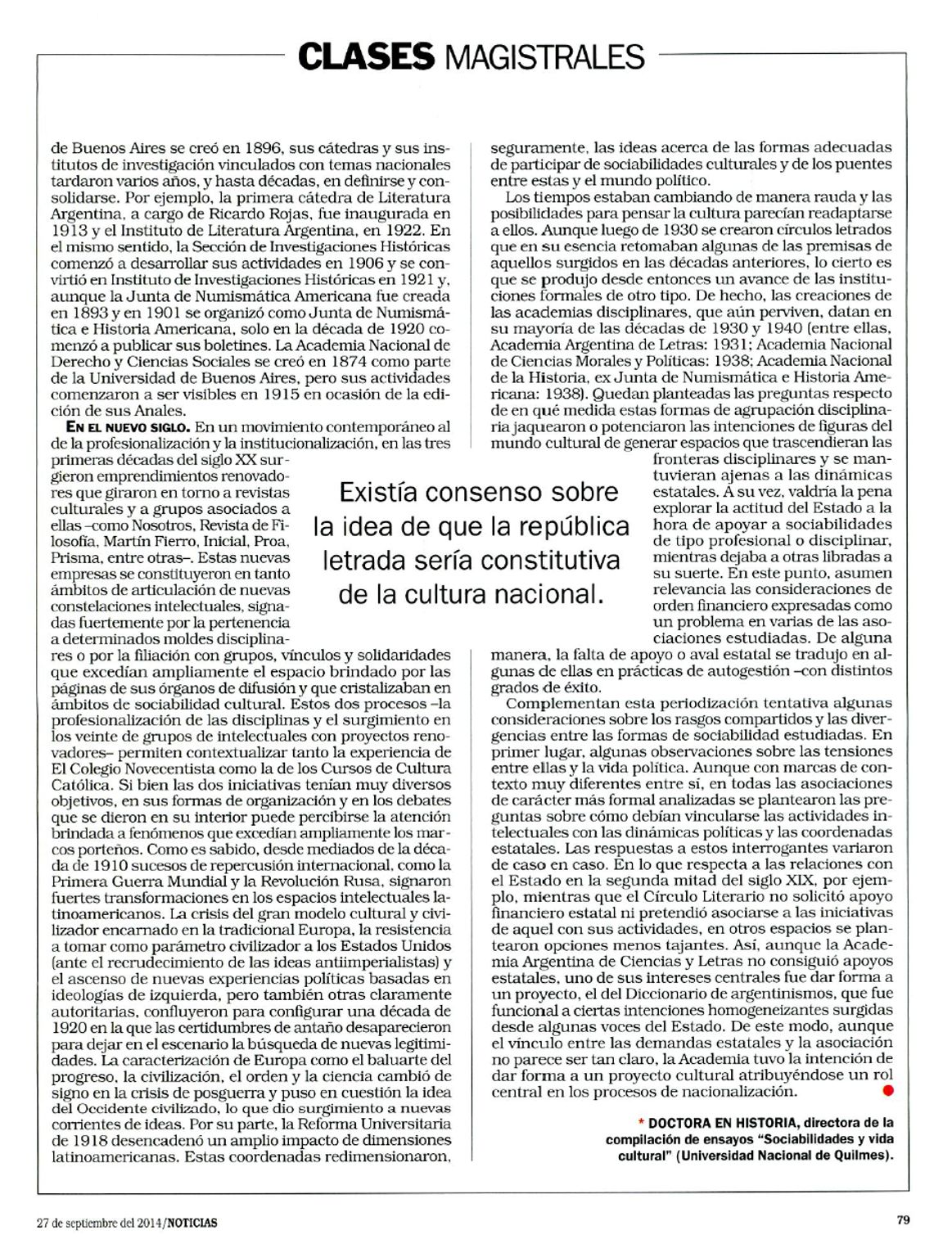 Paula Bruno en Revista Noticias