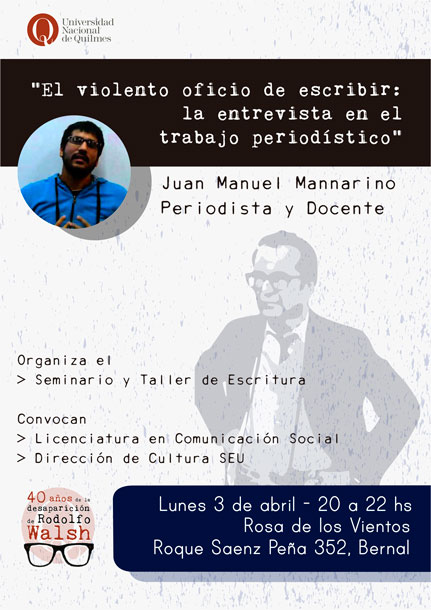 Charla - El violento oficio de escribir: la entrevista en el trabajo periodístico