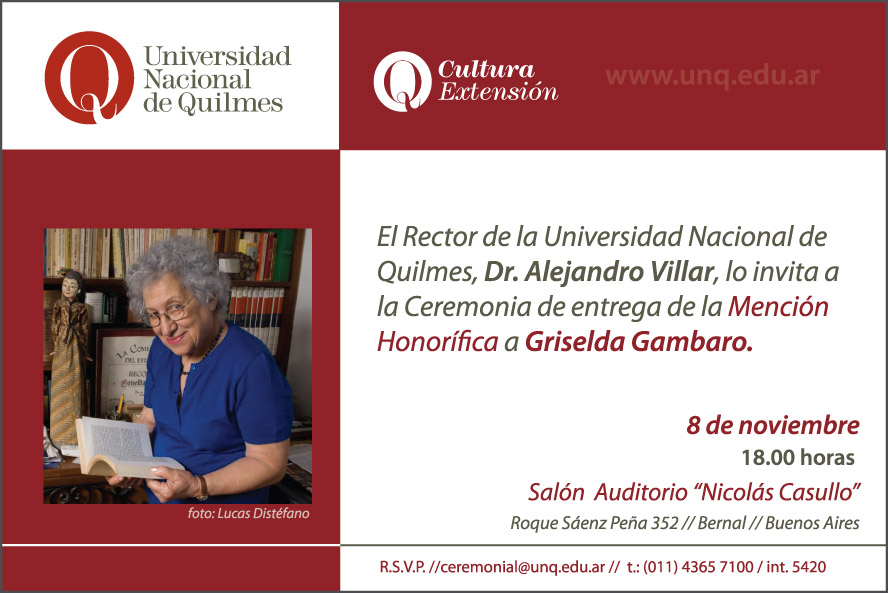 Mención Honorífica a Griselda Gambaro