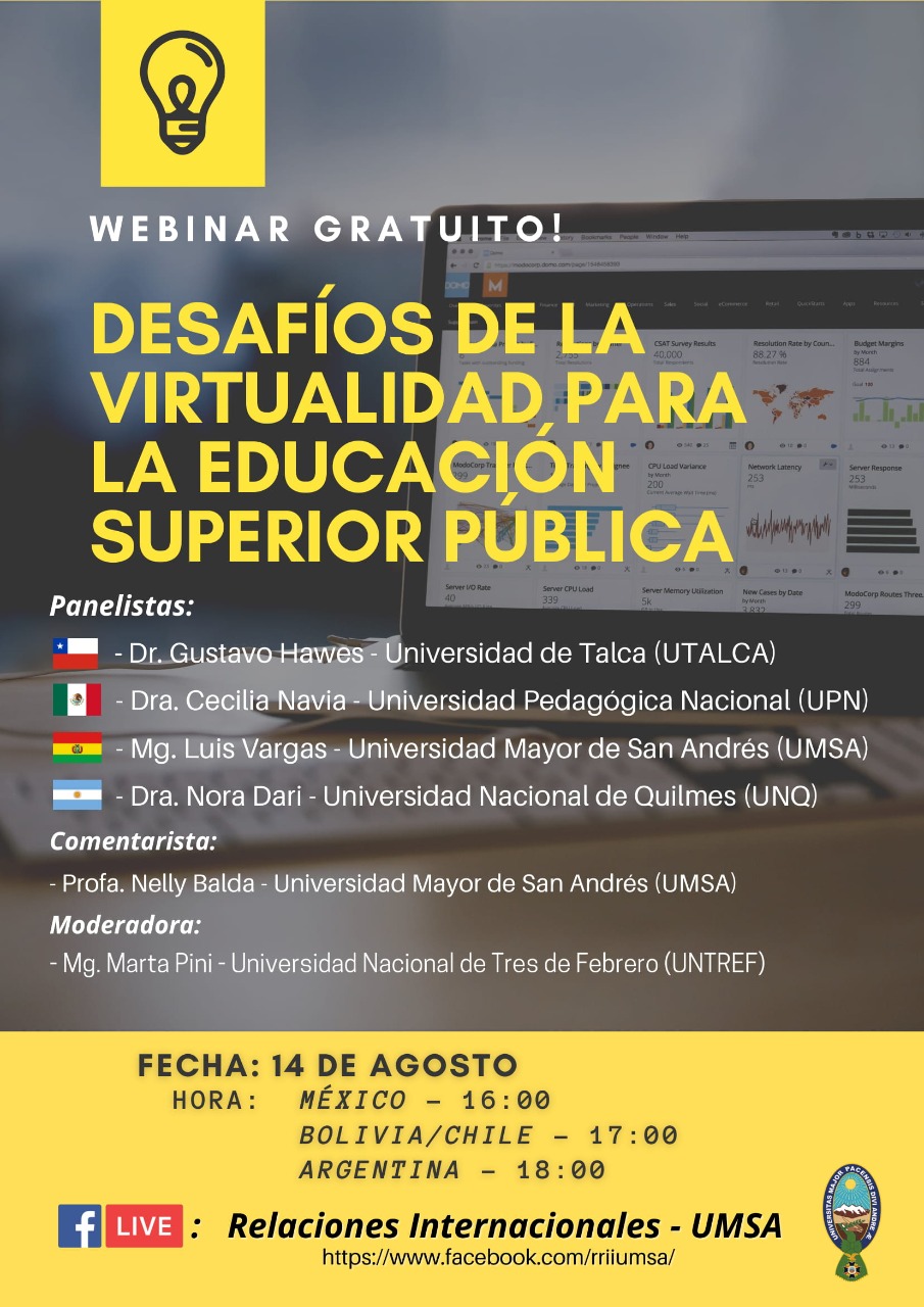 Webinar: Desafíos de la virtualidad para la educación superior pública.