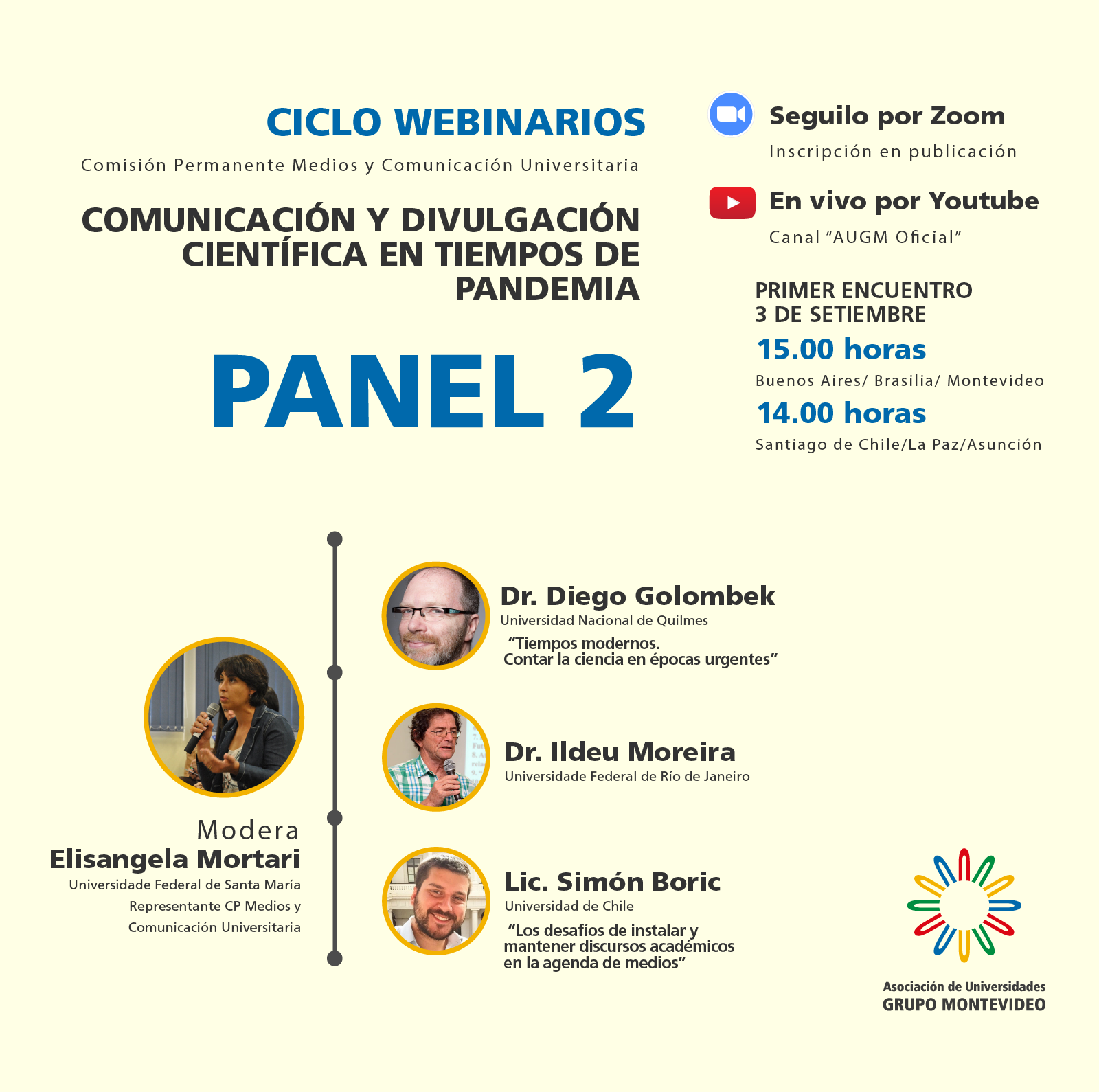Diego Golombek participará del panel de especialistas organizado por la Asociación de Universidades Grupo Montevideo.