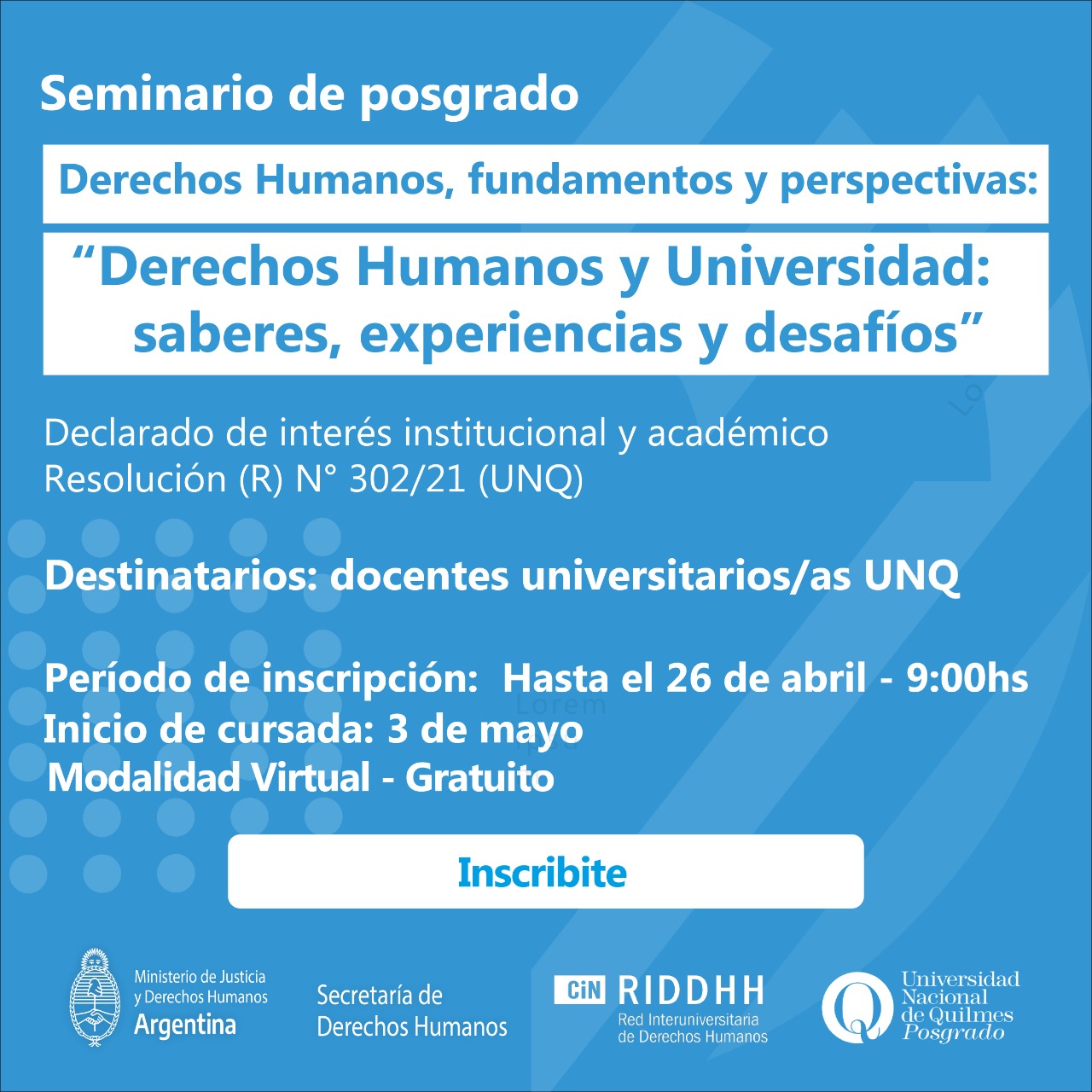 Seminario de posgrado Derechos Humanos y Universidad: saberes