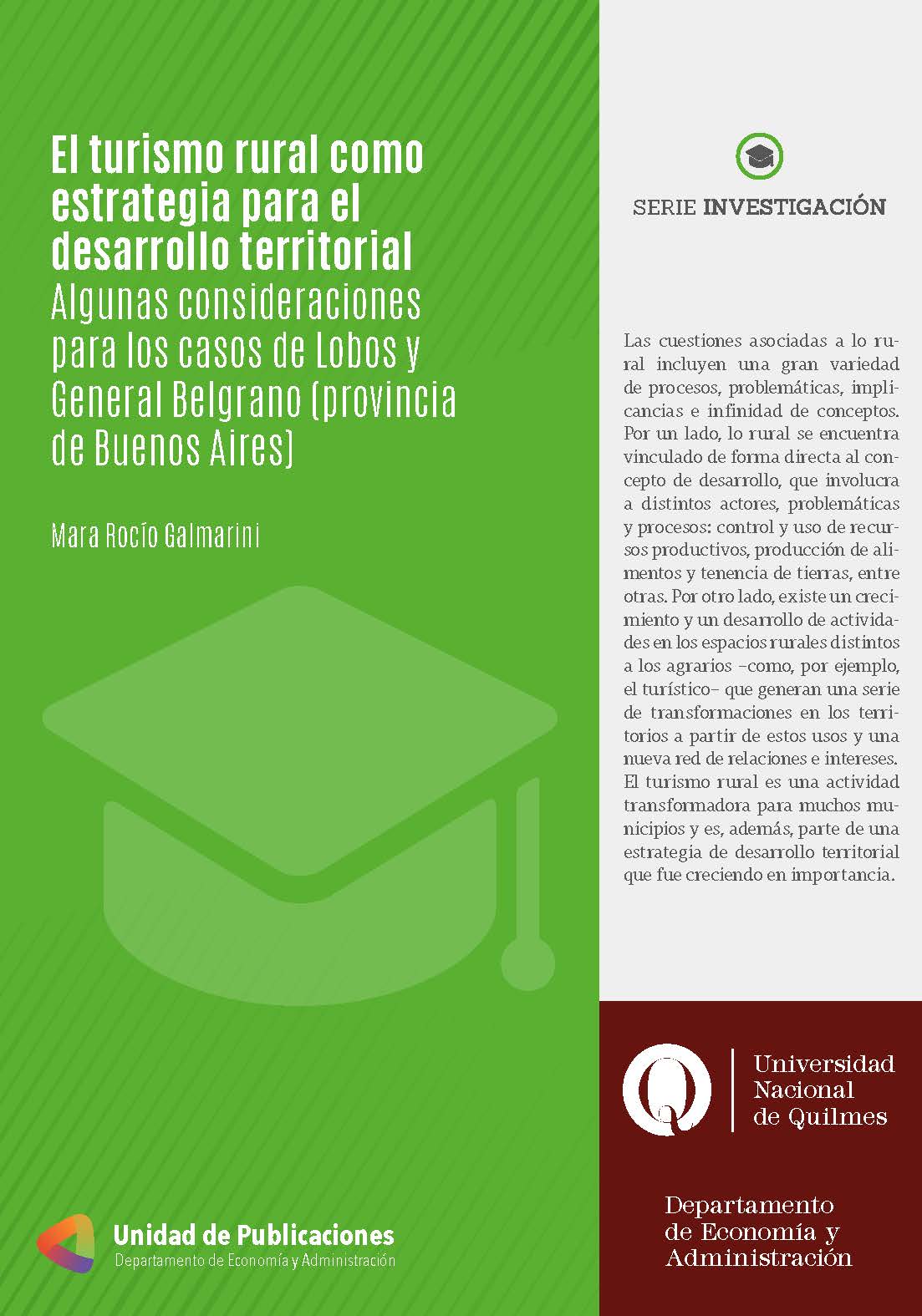 Nueva publicación de Mara Rocío Galmarini sobre turismo rural como estrategia para el desarrollo territorial.