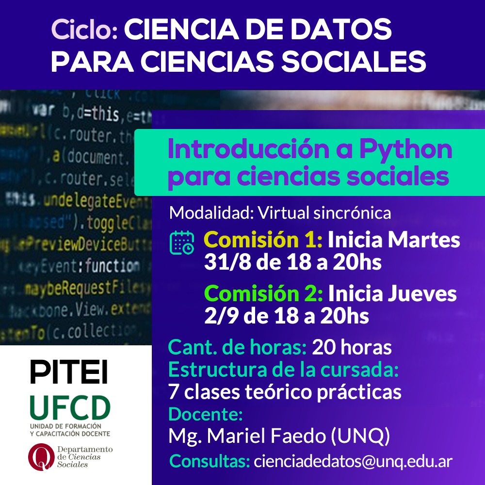 Nuevo curso del Ciclo Ciencia de datos para ciencias sociales