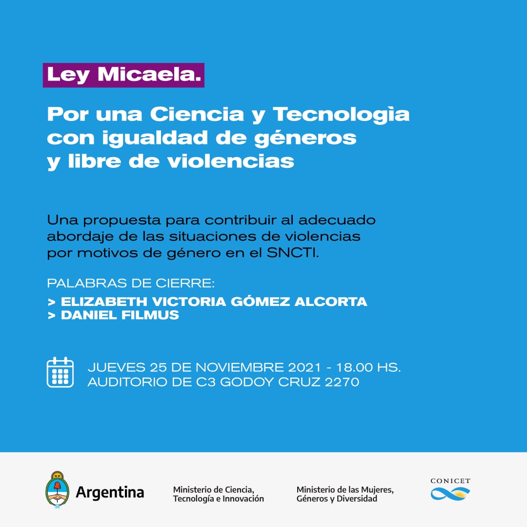 Ley Micaela: Por una ciencia y tecnología con igualdad de géneros y libres de violencia