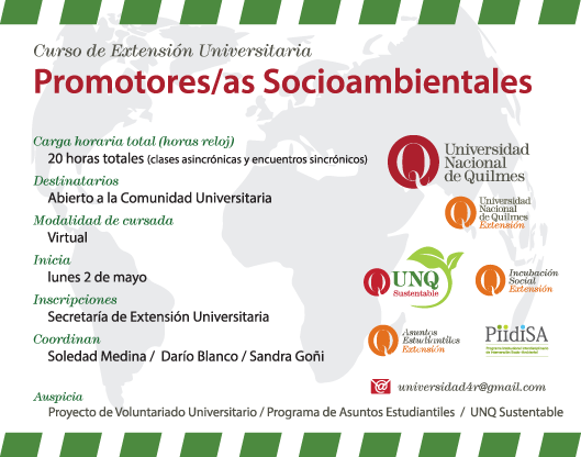 Curso de Extensión Universitaria: Promotores y Promotoras Socioambientales.